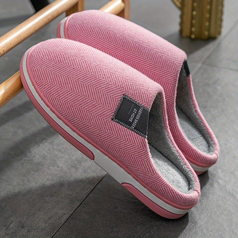 Warm Herringbone Men's Slippers – Comfort and Grip for Autumn and Winter at Home