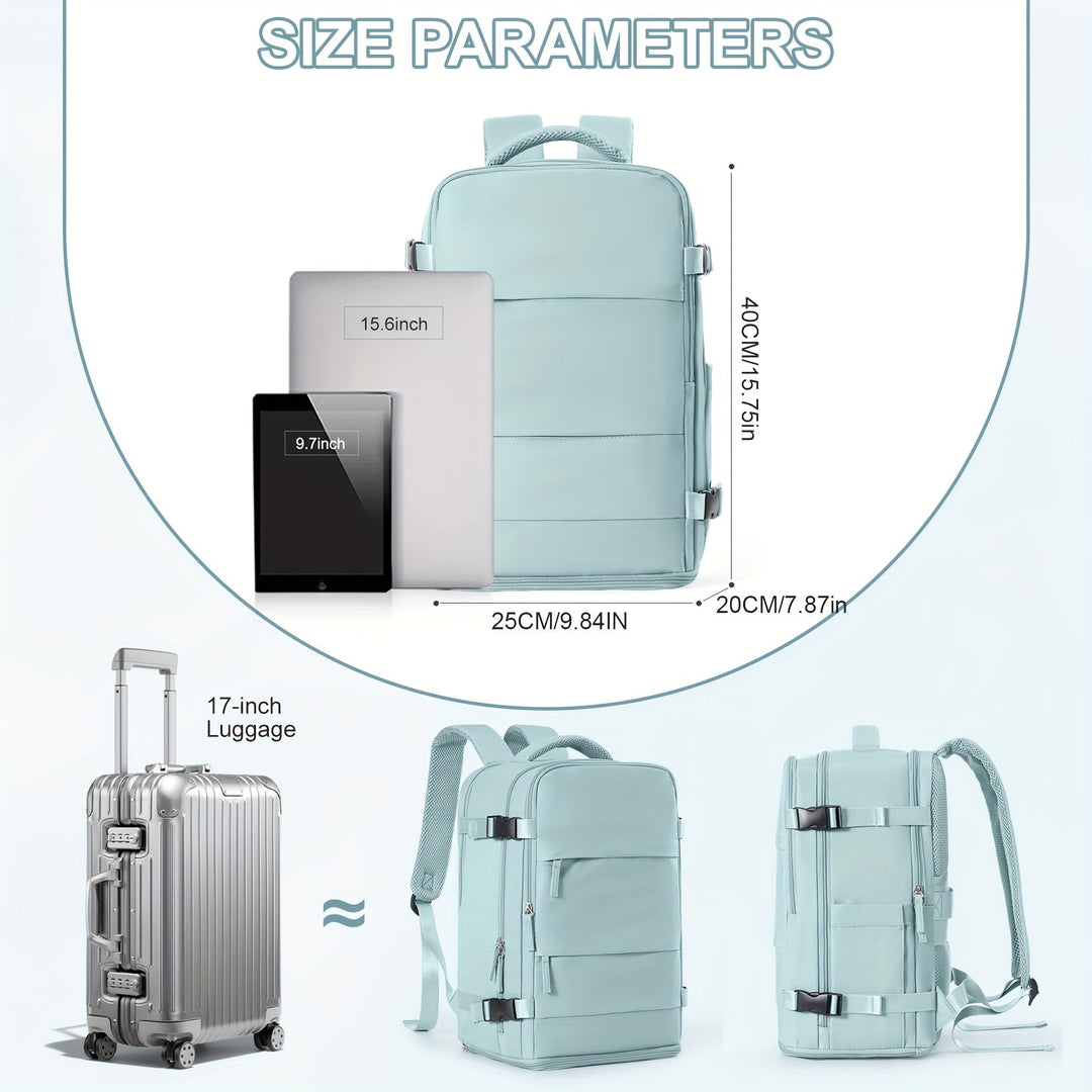 Multifunctional Travel and Day Backpack with Shoe Compartment and Waterproof Sections
