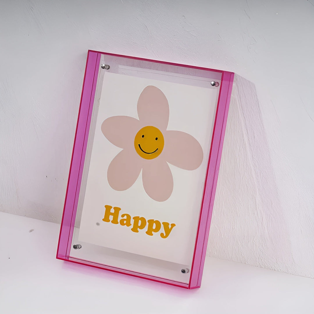 Neon Acrylic Picture Frame – Retro 1980s Style, Modern Decorative Photo Frame