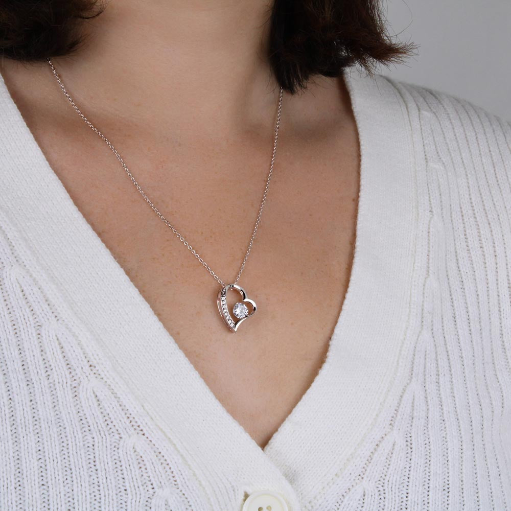 Pendant Necklace with Heart-Shaped Cubic Zirconia Stone - Ella