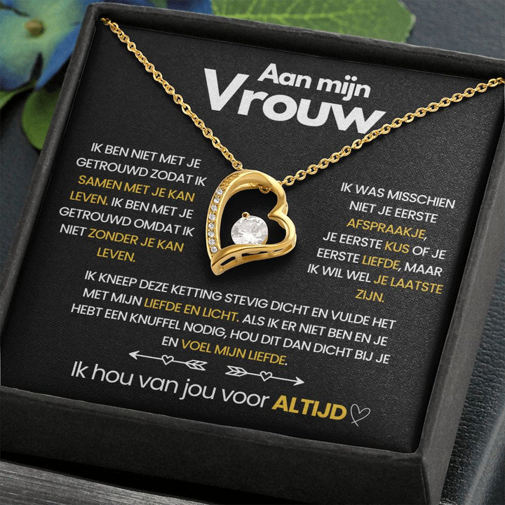 Pendant Necklace with Heart-Shaped Cubic Zirconia Stone - Ella
