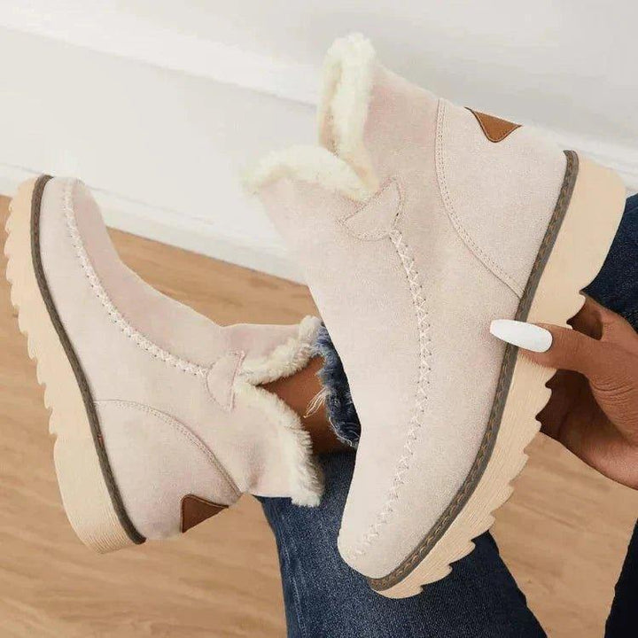 Women's Slip-On Winter Ankle Boots with Warm Lining and Non-Slip Sole