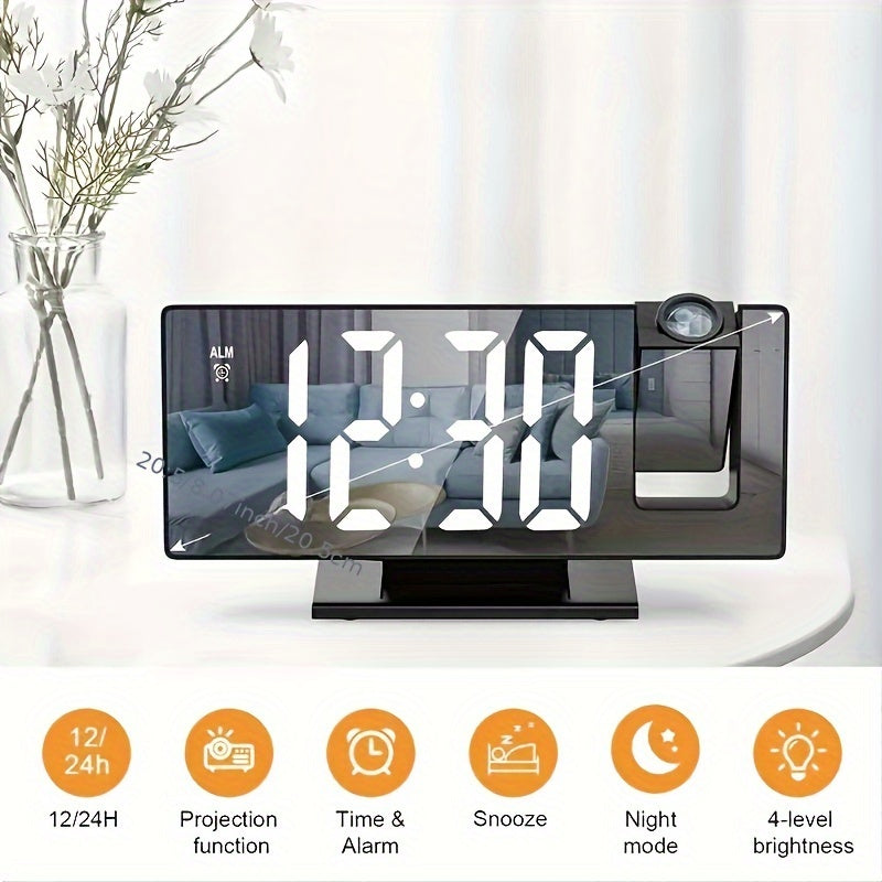 Digital Projection Alarm Clock – Large LED Display and Multifunctional Alarm Feature