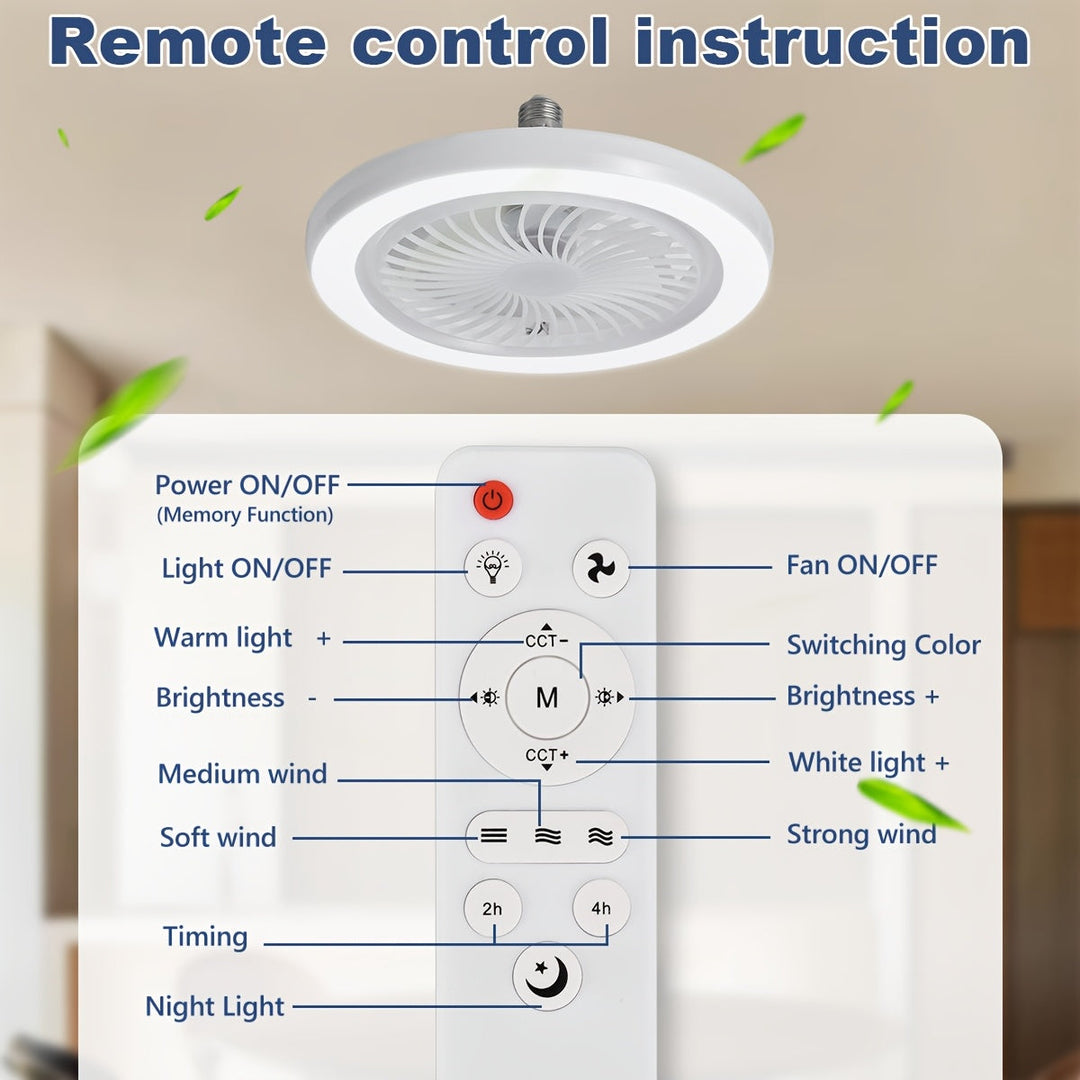 Slim LED Ceiling Fan Light – Dimmable and Quiet