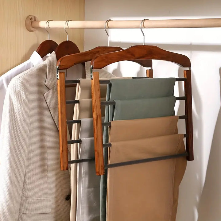 SpaceSaver - Multifunctional Wooden Hangers for Trousers and Clothing