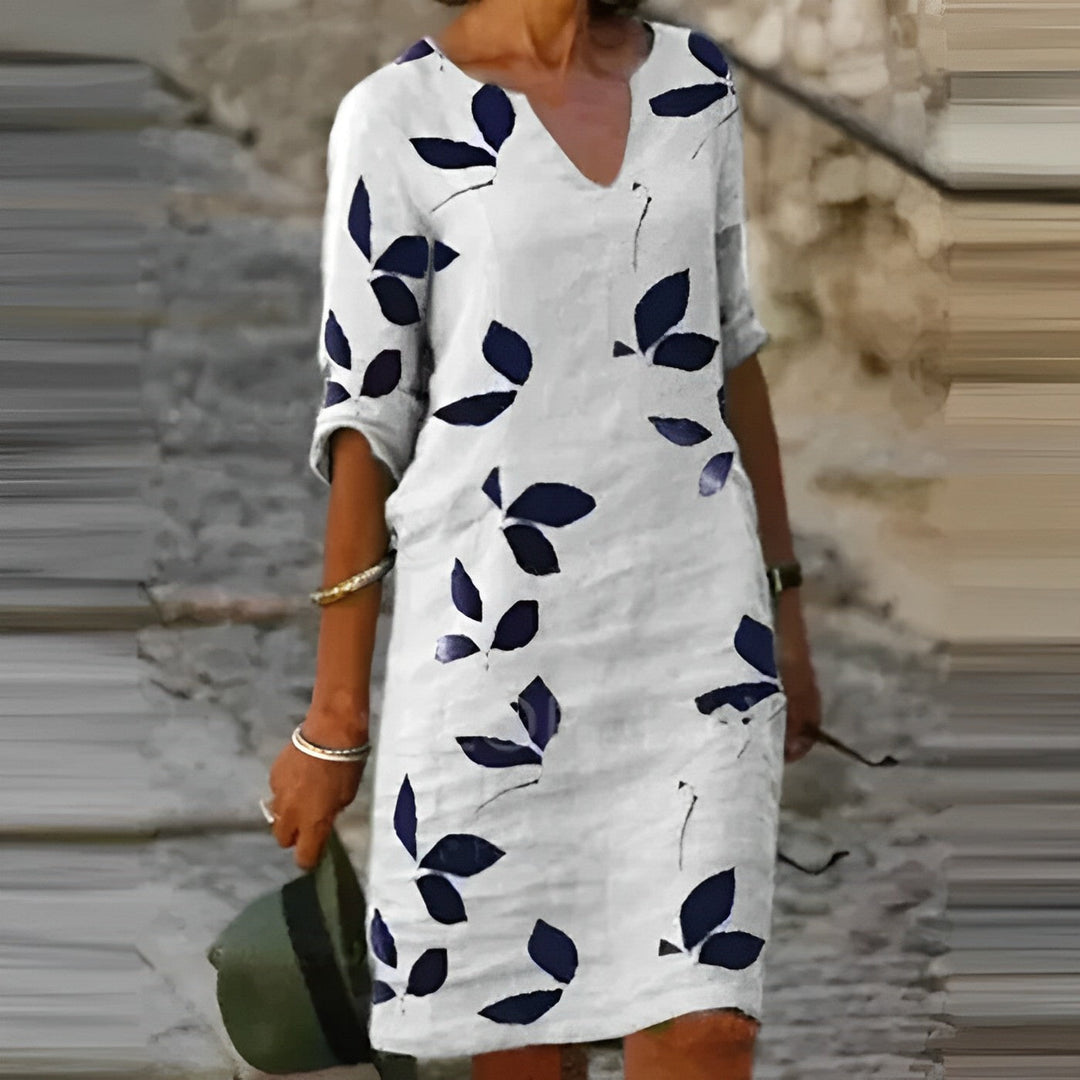 Mavis – Women's Leaf Print Summer Dress | Effortless Elegance