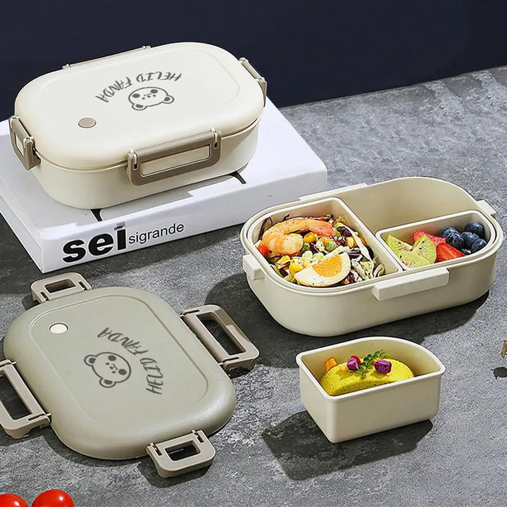 Bento Lunch Box with Removable Compartments Leak Proof Snap Lock Lid Insulated Carry Bag