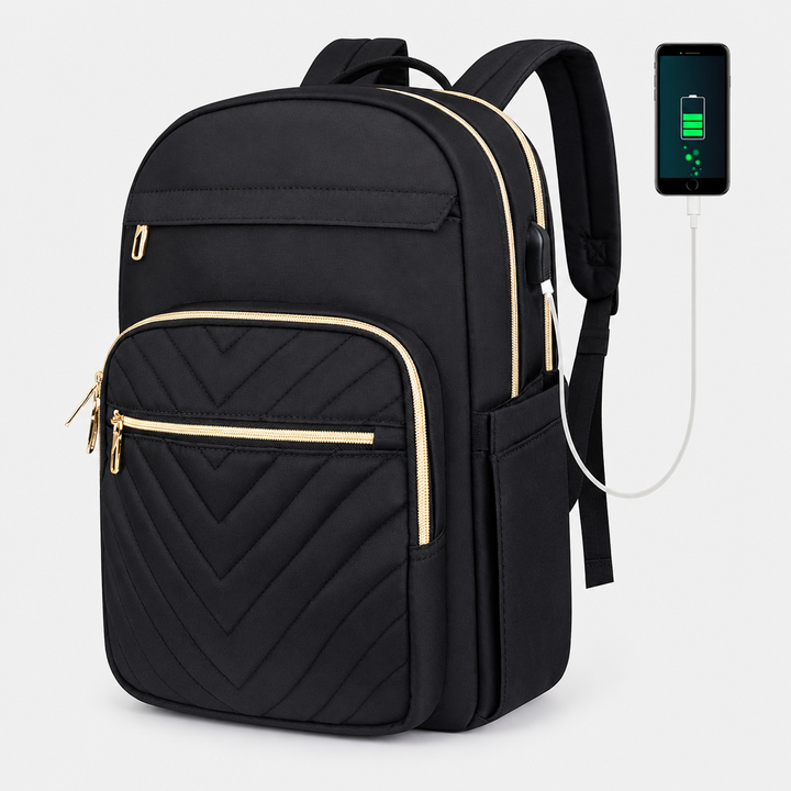 Stylish Women's Tech Backpack – USB & 15.6" – Carriro