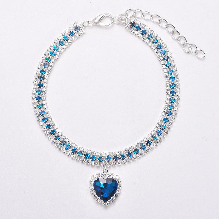 Luxury Cat | Luxury Crystal Cat Collar with Reflective Gem Heart Pendant
