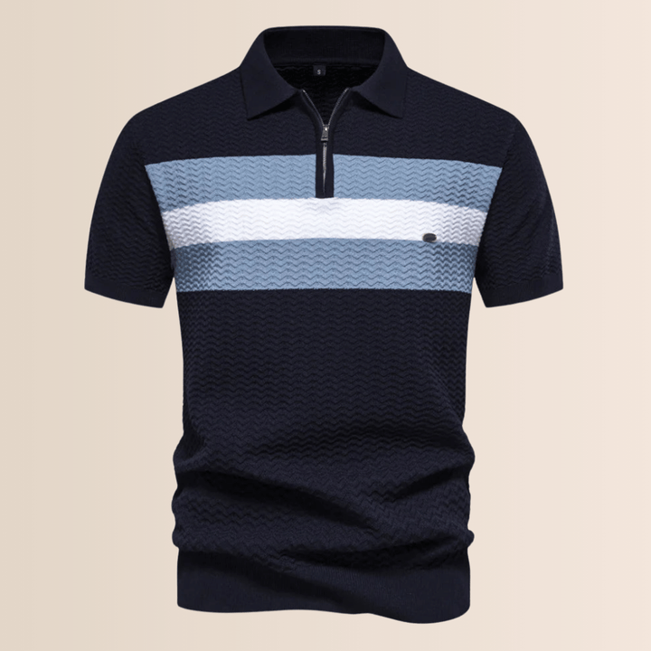 Men’s Polo Shirt with Striped Knit Design