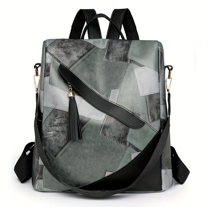 Checked anti-theft rucksack with multiple pockets