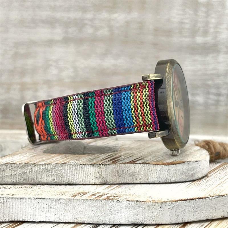 Watch with Multicolour Rainbow Pattern and Braided Strap – Elyvra