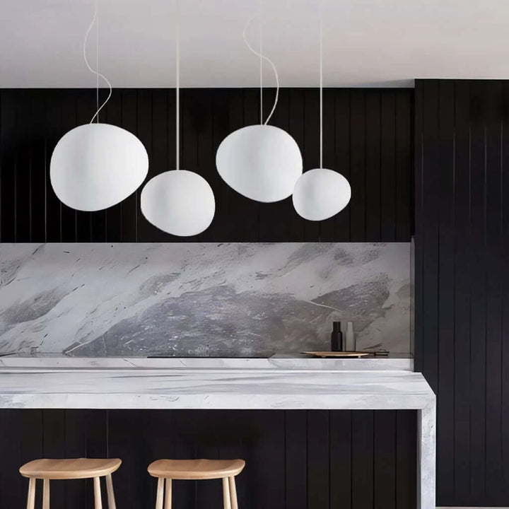 White Stone Pendant Lamp - Modern and Minimalist