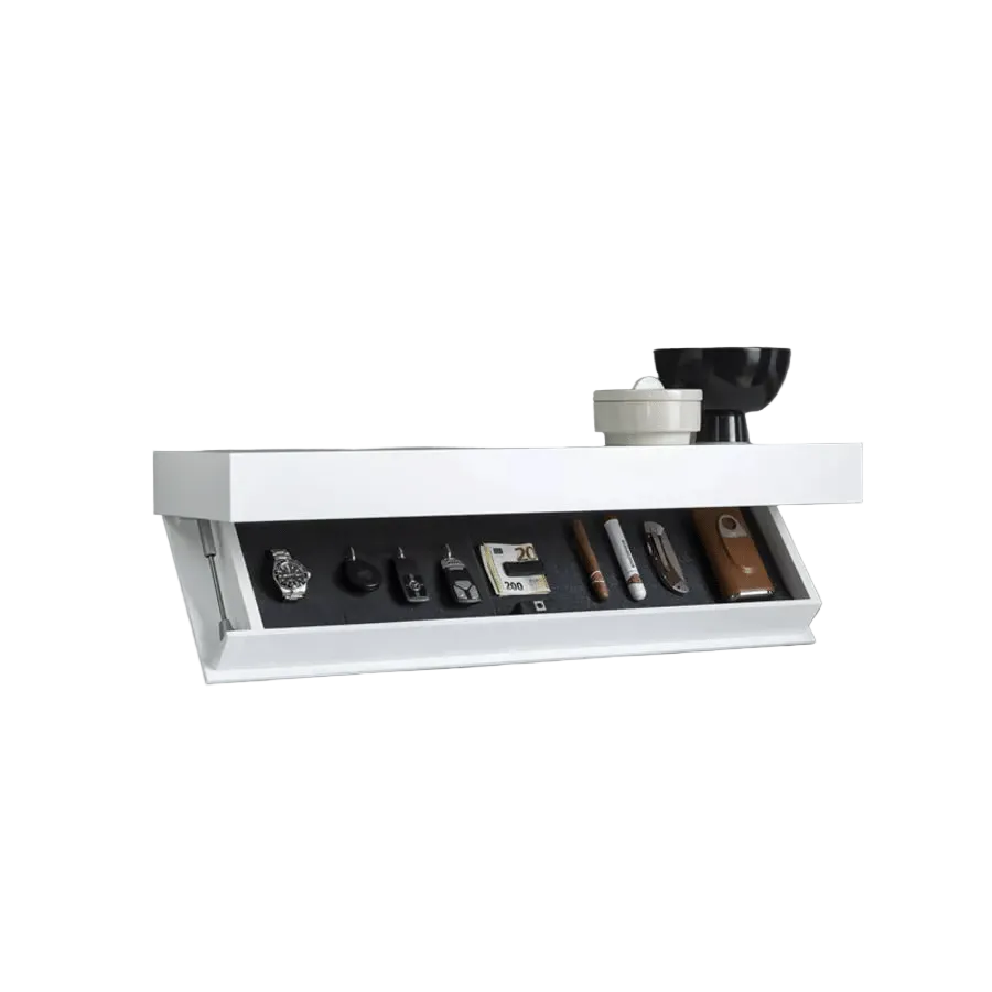 Solid Wood Wall Shelf with Hidden Compartment | Minimalist Design