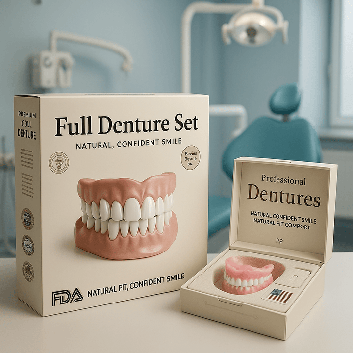 Flexible denture set for upper and lower jaw – reusable & customisable