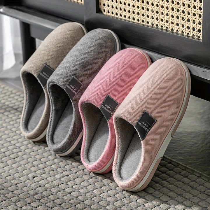 Warm Herringbone Men's Slippers – Comfort and Grip for Autumn and Winter at Home