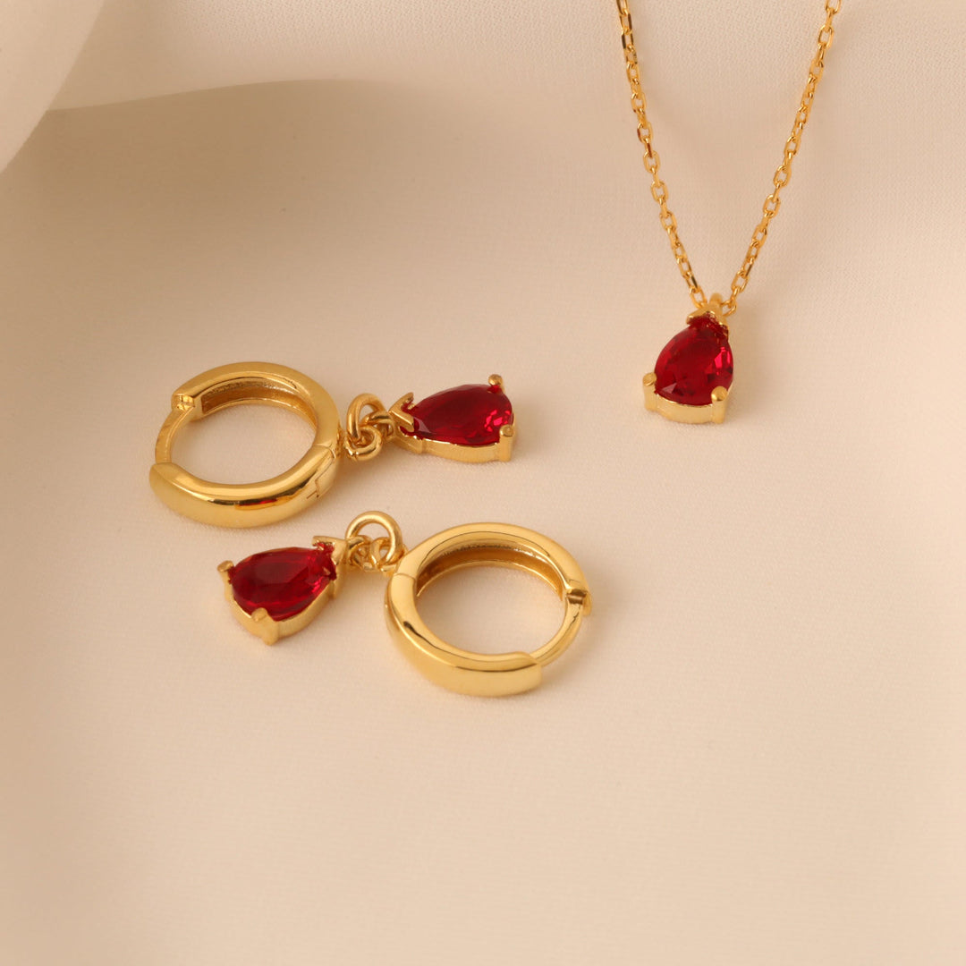 Stylish Garnet Birthstone Jewellery Set - Liora