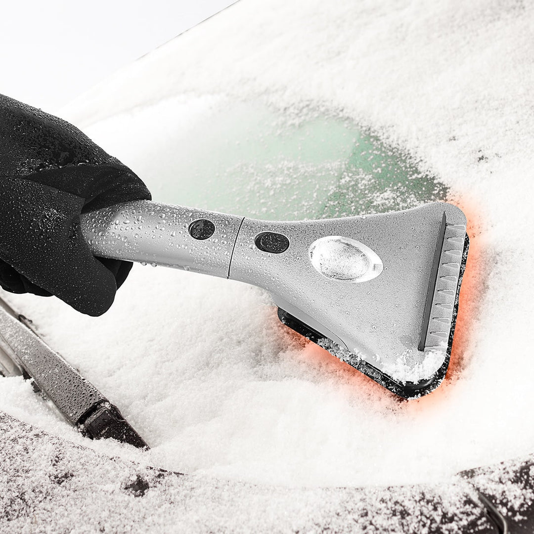 Car Ice Scraper Heated Windshield Extendable LED Portable Winter Electric