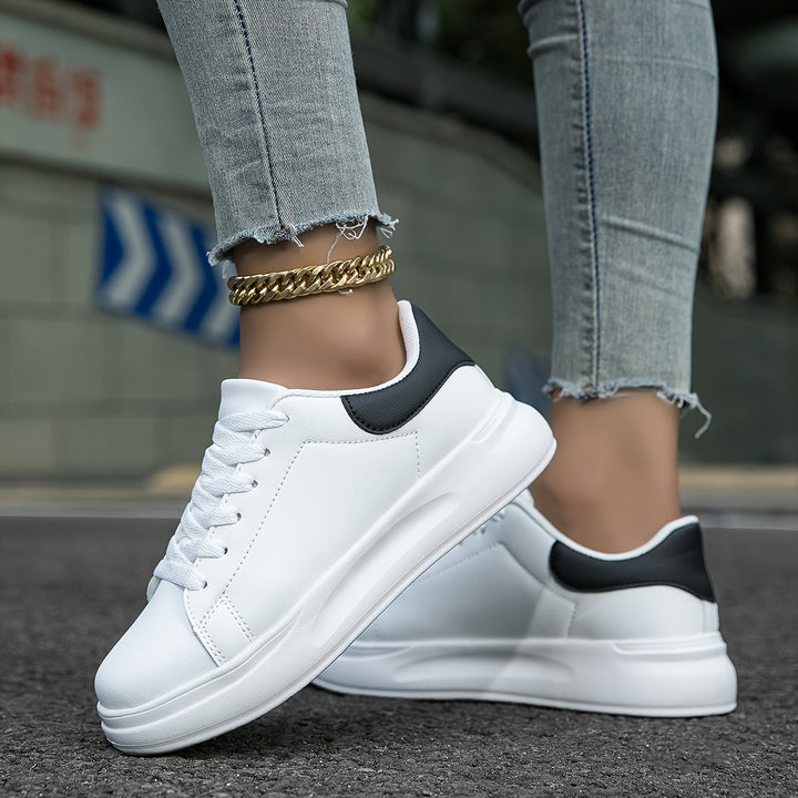 Women's Clean White Leather Sneakers
