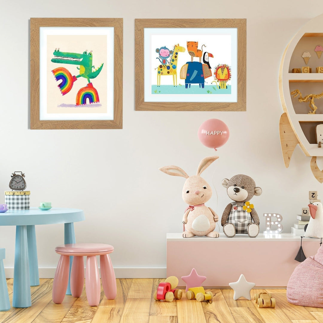 Children's picture frame with hinged opening for A4 drawings, holds up to 150 pieces, MDF and tempered glass