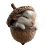 Christmas Ornament Woodland Animal Resin Acorn LED Sleeping Figurine Gift