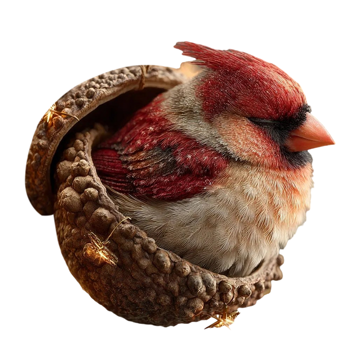 Christmas Ornament Woodland Animal Resin Acorn LED Sleeping Figurine Gift