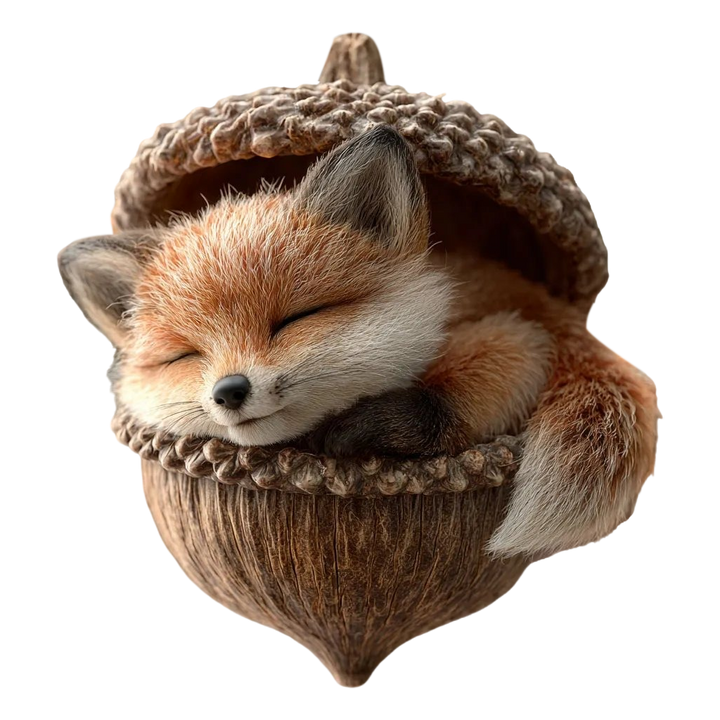 Christmas Ornament Woodland Animal Resin Acorn LED Sleeping Figurine Gift