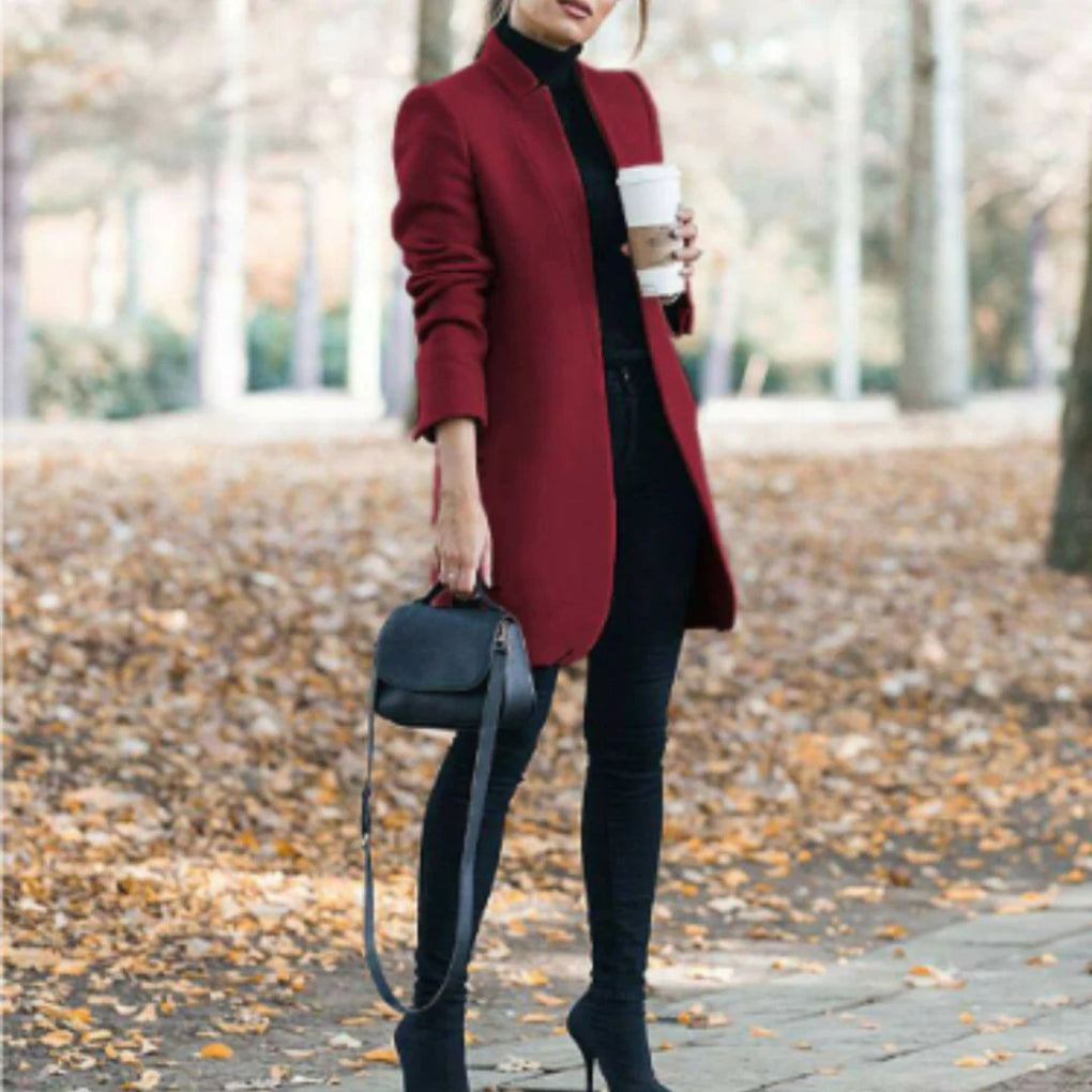 Women’s Stand-Collar Winter Coat  – Elegant Over-Layer with Classic Warmth