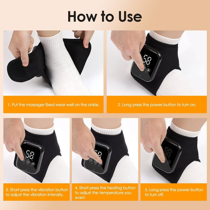 Cordless Heat and Massage Pad for Foot and Ankle Massager with Rechargeable Digital Display