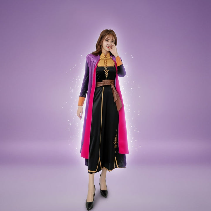 Halloween Adult Ice Princess Costume Dress with Cape and Embroidery
