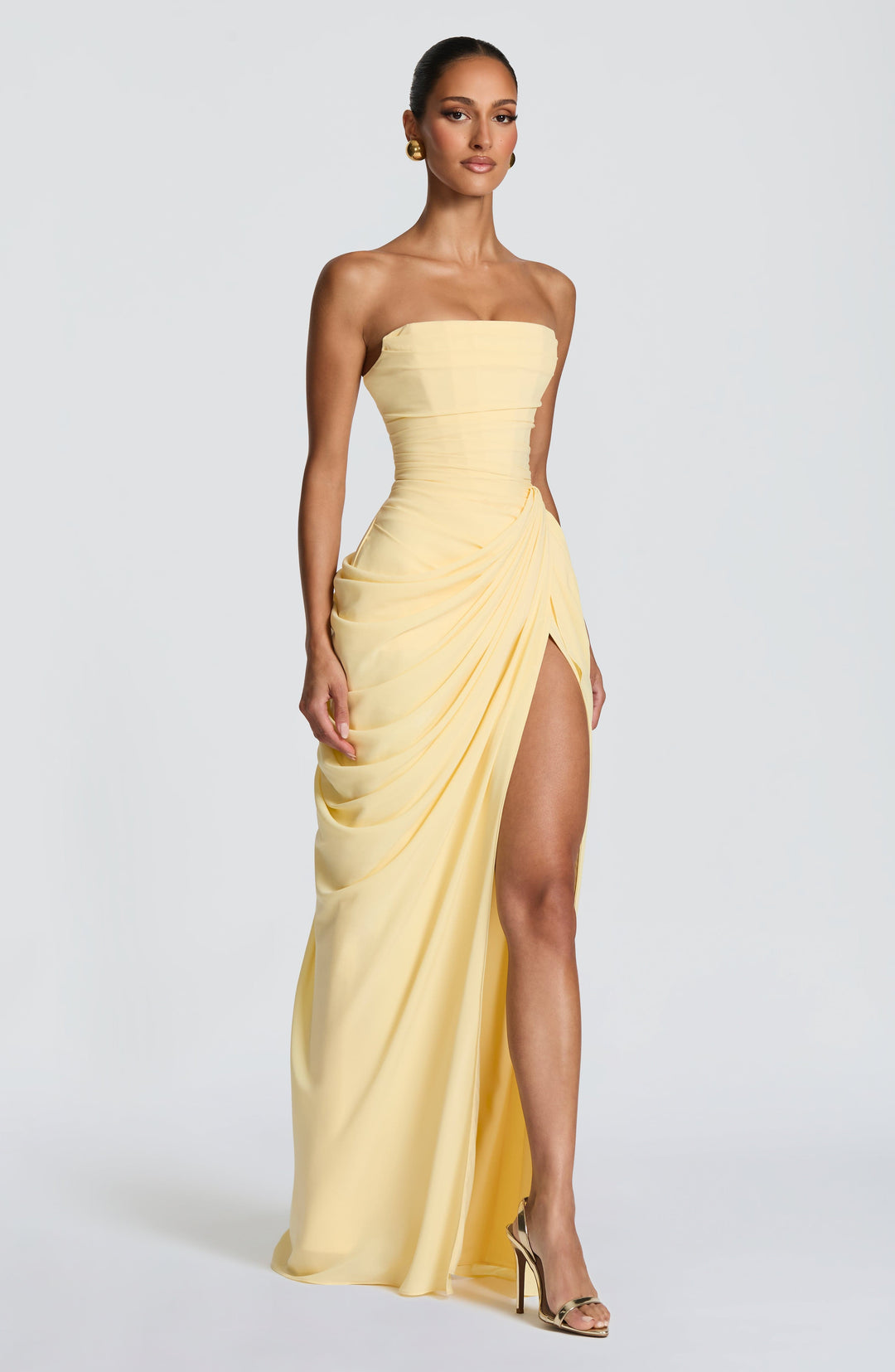 Lois strapless corset maxi dress with high slit
