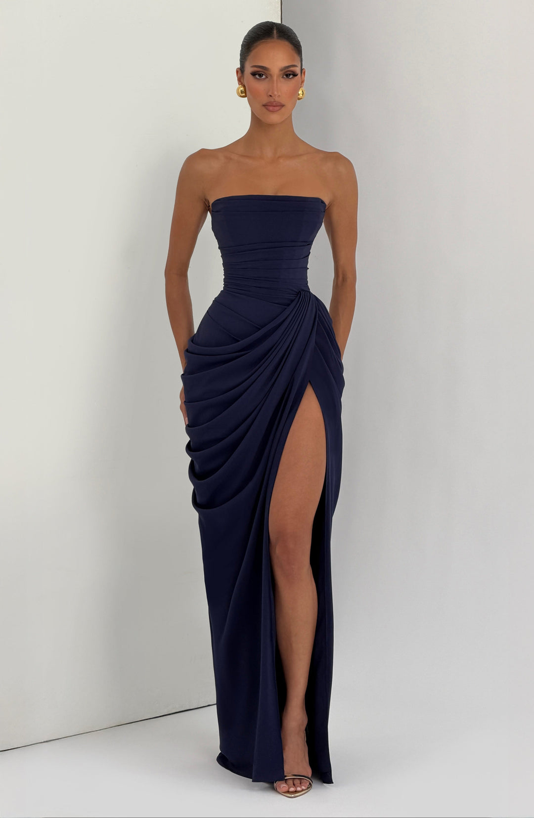 Lois strapless corset maxi dress with high slit