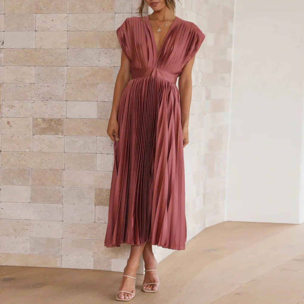 Women’s Modern V-Neck Sleeveless Dress – Chic Day-to-Evening Style