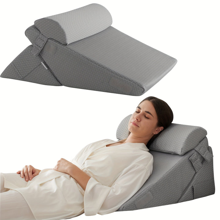 RelaxPlus Adjustable Orthopaedic Wedge Pillow - Premium 7-in-1 Memory Foam Support System