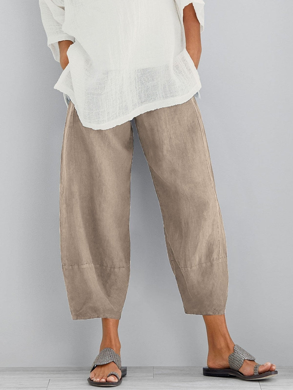 Women's Trousers with Elasticated Waist and Wide Leg