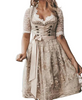 Traditional women's dirndl dress with lace blouse and lace-up bodice