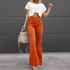 Women's High-Waisted Flared Organic Corduroy Trousers – Elegance Spice