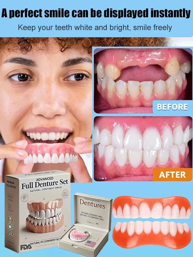 Flexible denture set for upper and lower jaw – reusable & customisable