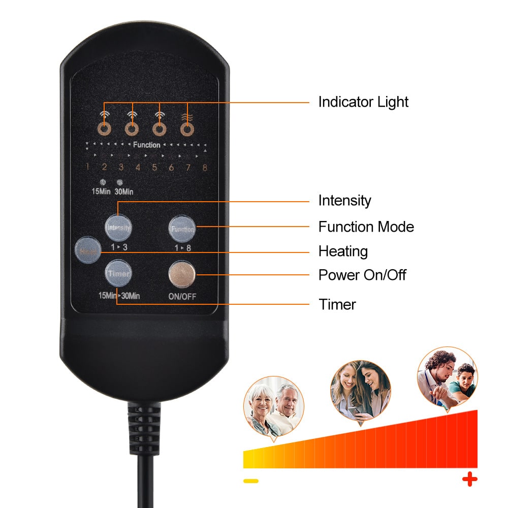 Desk Chair Massage Seat Cushion with Heat and Vibration for Office Car Pressure Relief