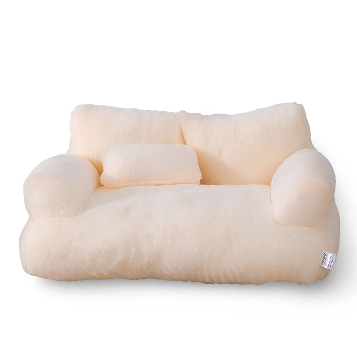 Dog Sofa Bed Pet with Plush Pillow and Raised Armrests Couch