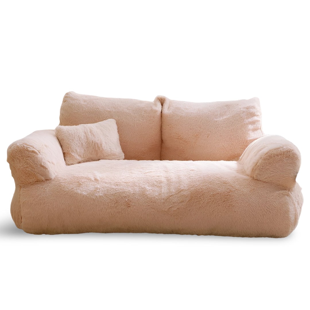 Dog Sofa Bed Pet with Plush Pillow and Raised Armrests Couch