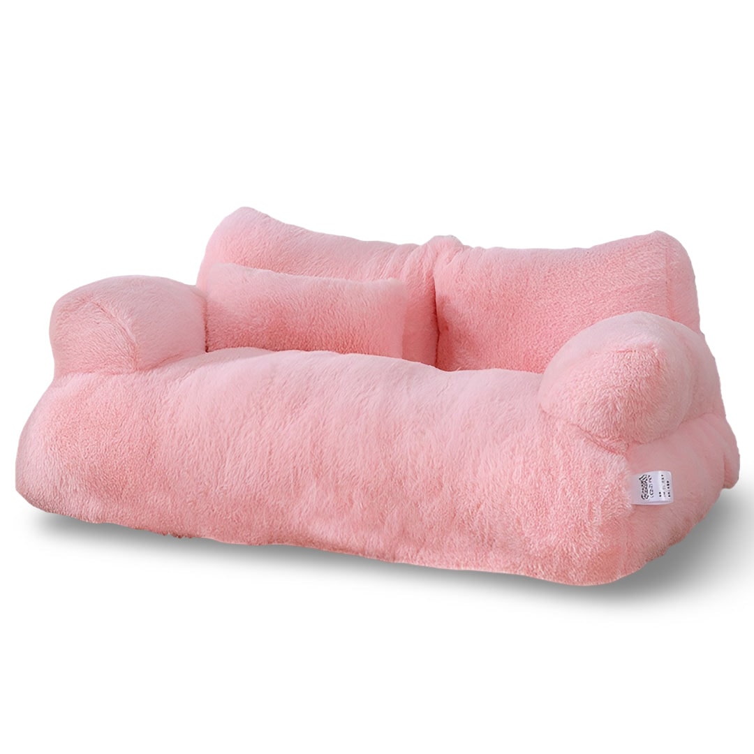 Dog Sofa Bed Pet with Plush Pillow and Raised Armrests Couch