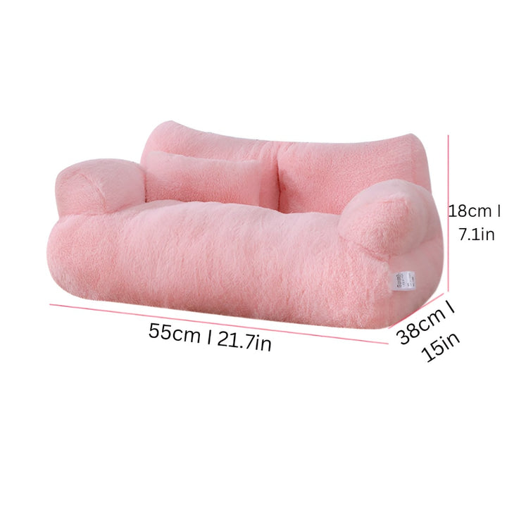 Dog Sofa Bed Pet with Plush Pillow and Raised Armrests Couch