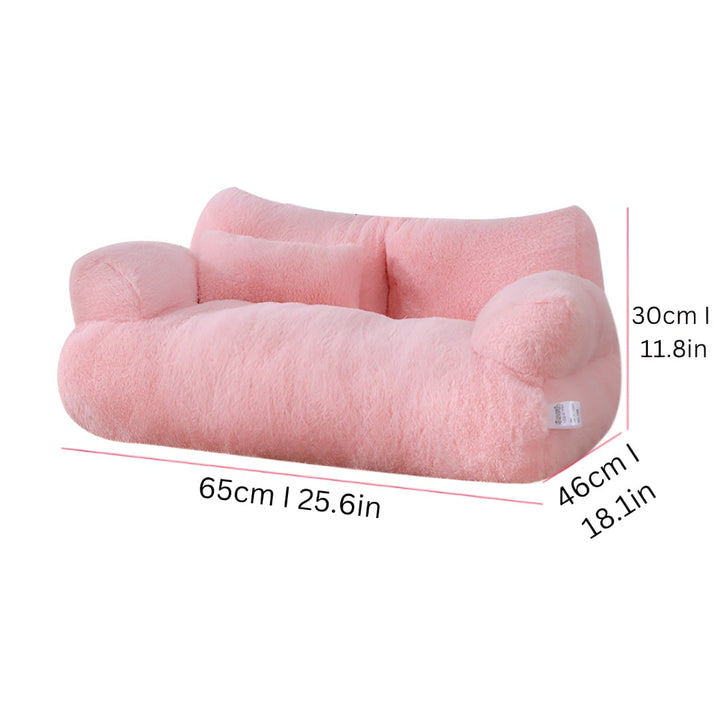 Dog Sofa Bed Pet with Plush Pillow and Raised Armrests Couch