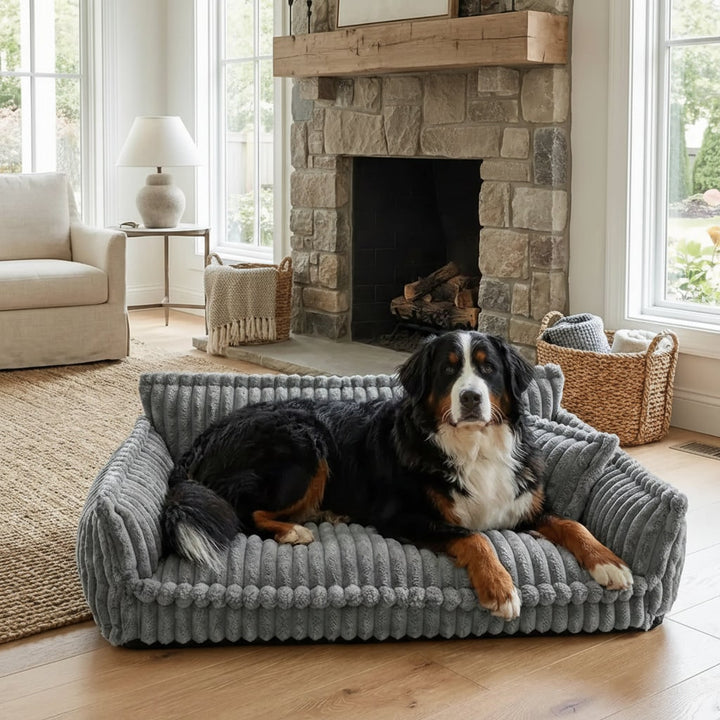 Dog Sofa Bed Washable Pet with Raised Bolsters and Plush Pillow Orthopedic