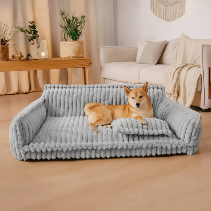 Dog Sofa Bed Washable Pet with Raised Bolsters and Plush Pillow Orthopedic
