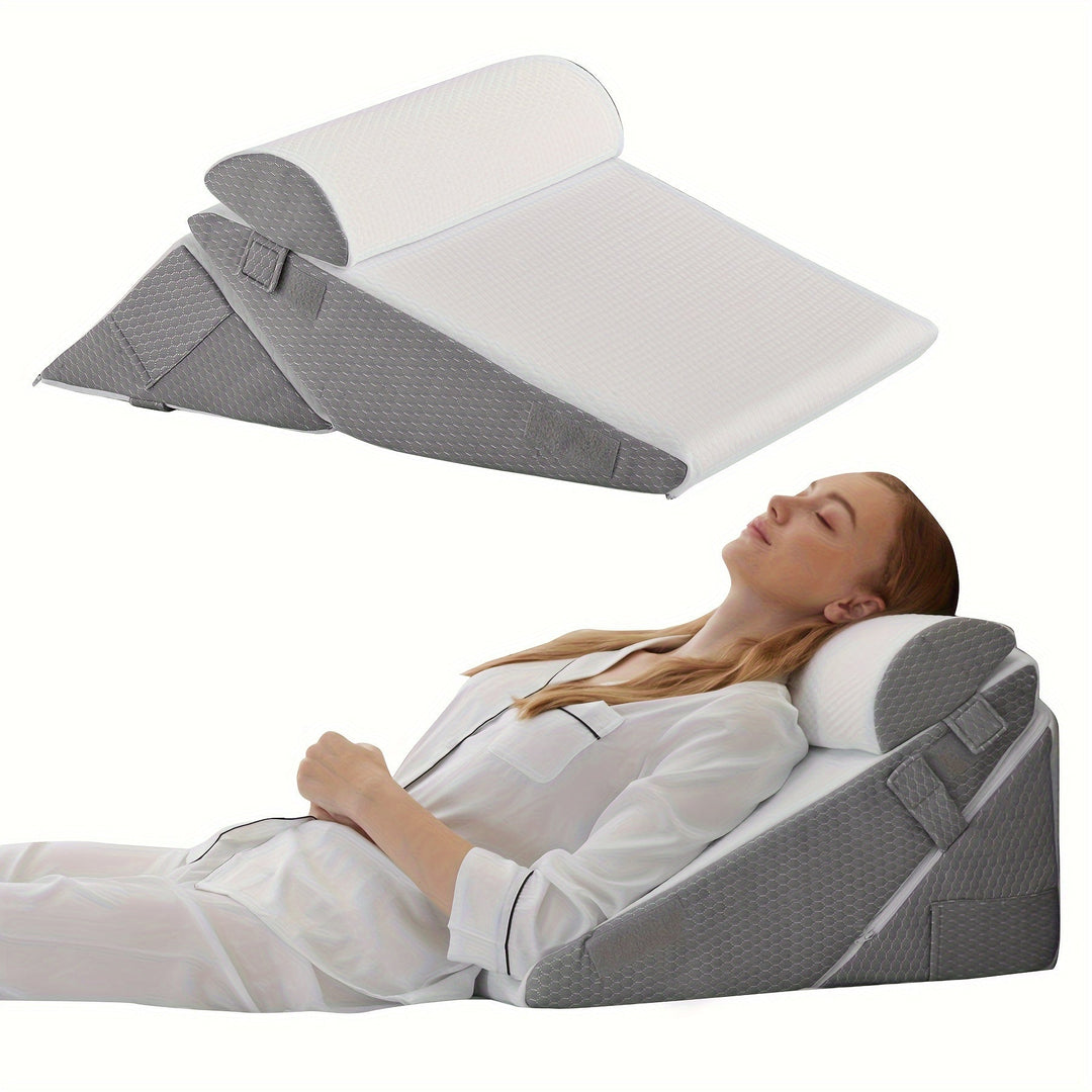 RelaxPlus Adjustable Orthopaedic Wedge Pillow - Premium 7-in-1 Memory Foam Support System