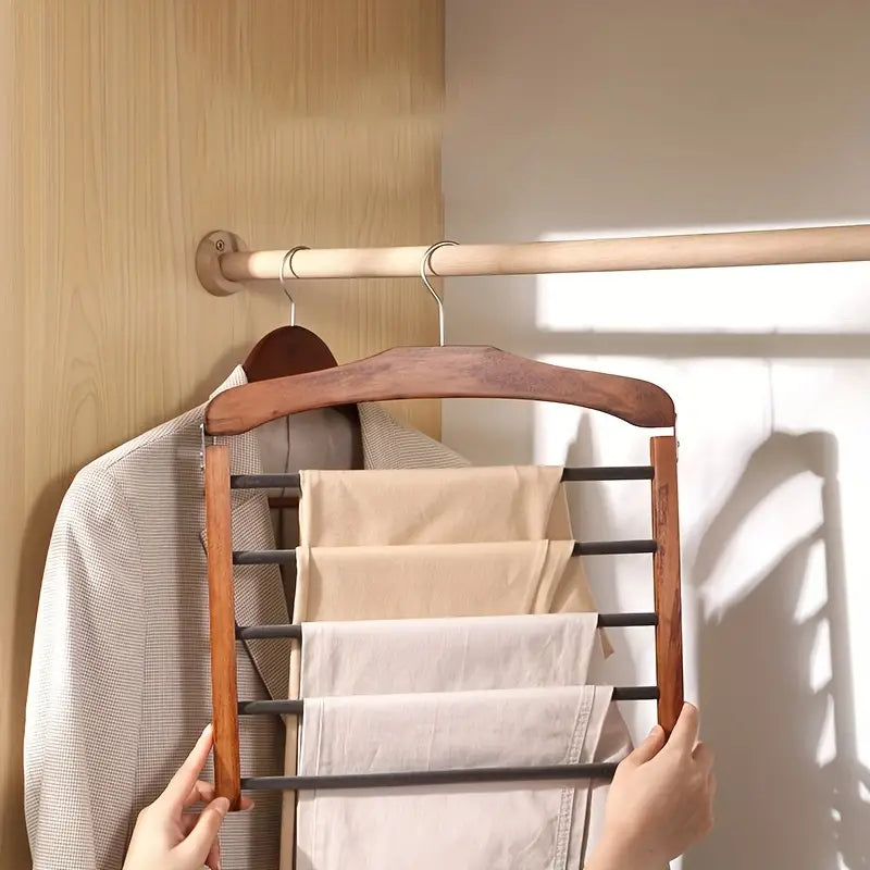 SpaceSaver - Multifunctional Wooden Hangers for Trousers and Clothing