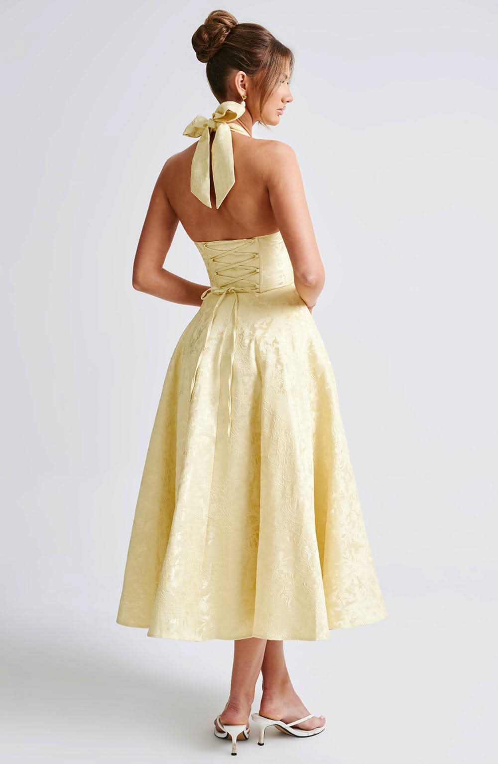 Floral Halterneck Midi Dress – Dress for Wedding Guests and Festive Occasions