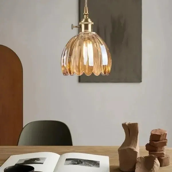 Elegant Flower-Shaped Glass Pendant Lamp - Atmospheric Light